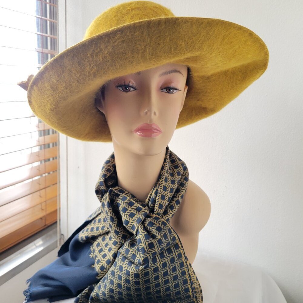 Mr. Charles Mustard Yellow Felt Fuzzy Exclusive Coronet Women's Country Fedora - Picture 7 of 14
